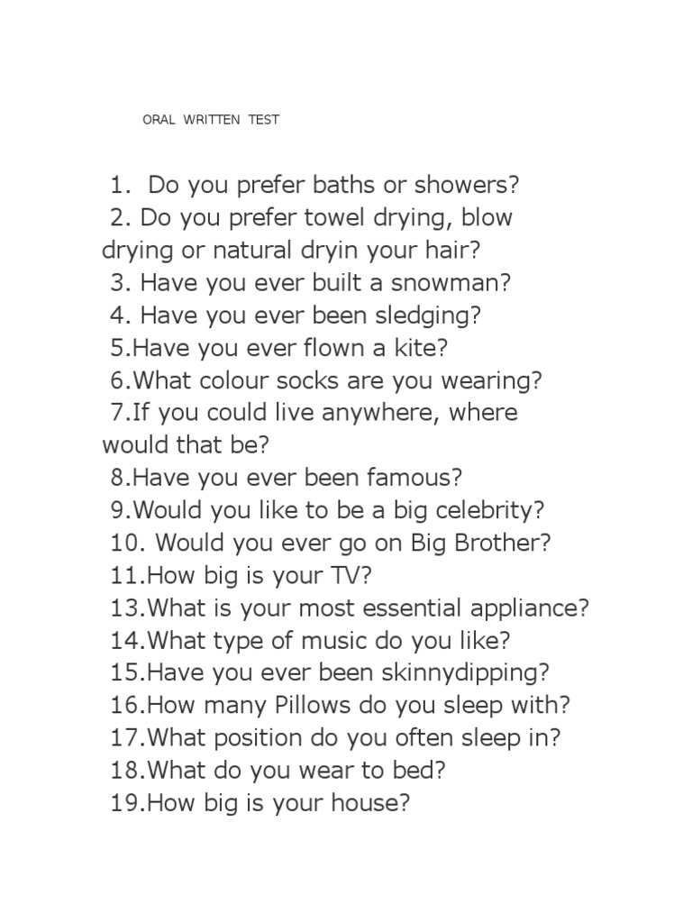 Fun Personal Preference Questions | PDF