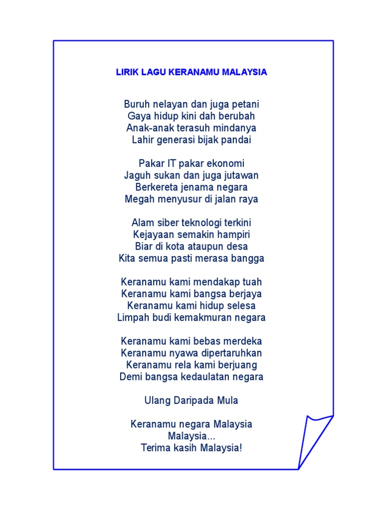 Lirik Lagu Keranamu Malaysia Pdf