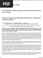 Download Cetirizine Terapi Alergi Paling Banyak Digunakan Indikasi Dan Farmakokinetiknya _ ALLERGY CLINIC Online by darmarianto SN259227408 doc pdf