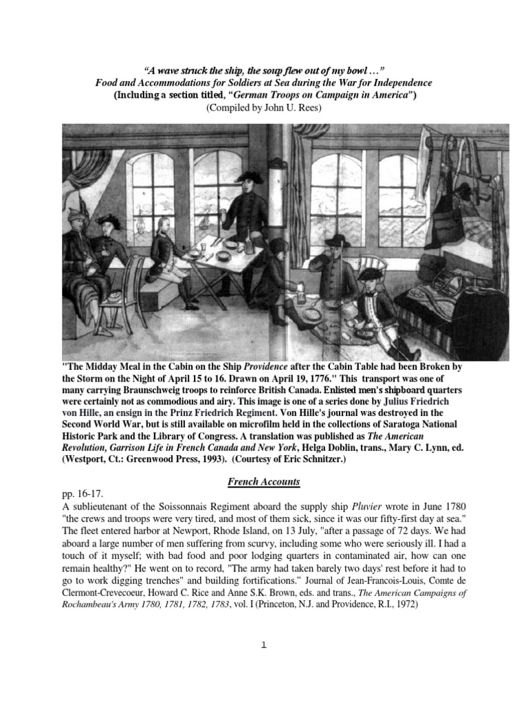 Food and Conditions for Troops at Sea | PDF | Siege Of Yorktown | Kitchen