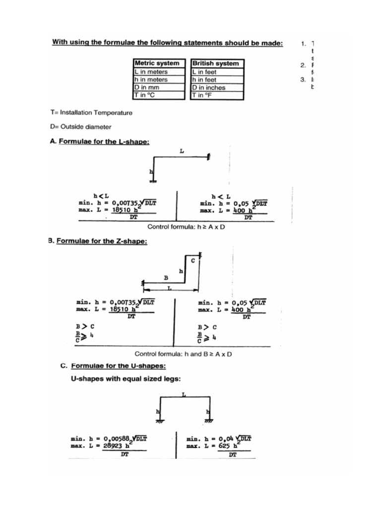 Basic Formula for Piping Expansion Loops
