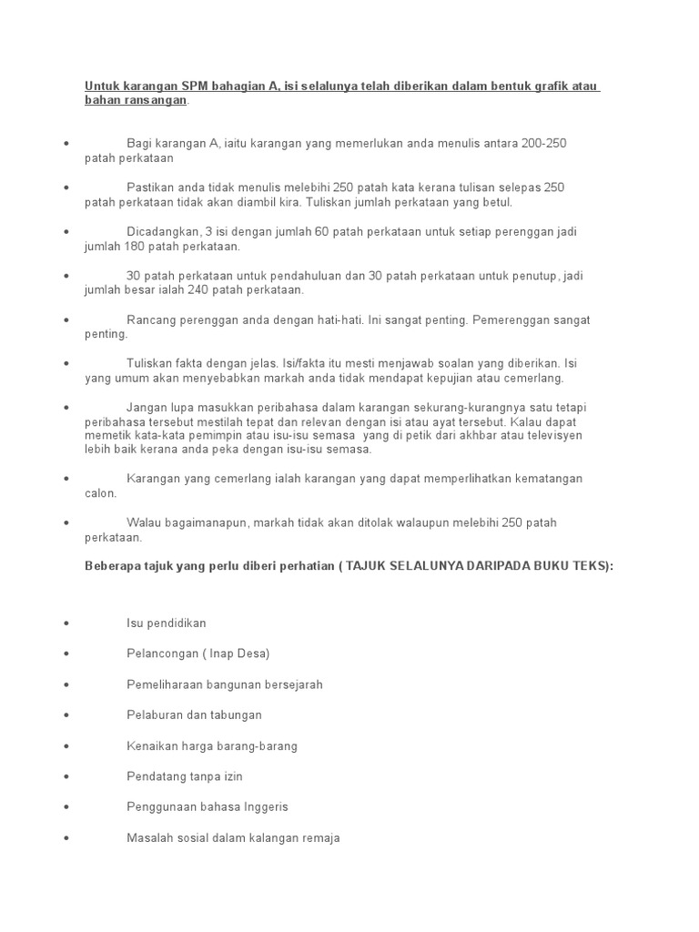 Untuk Karangan Spm Bahagian A Pdf