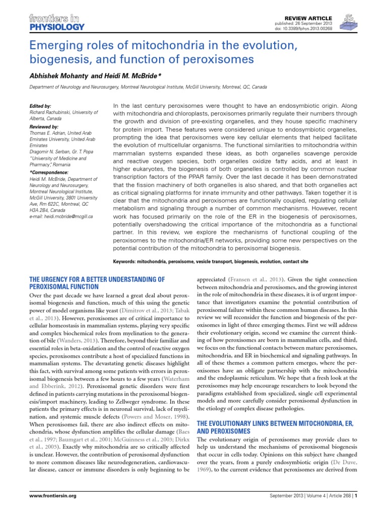 Emerging Roles of Mitochondria in The Evolution, Biogenesis, and ...