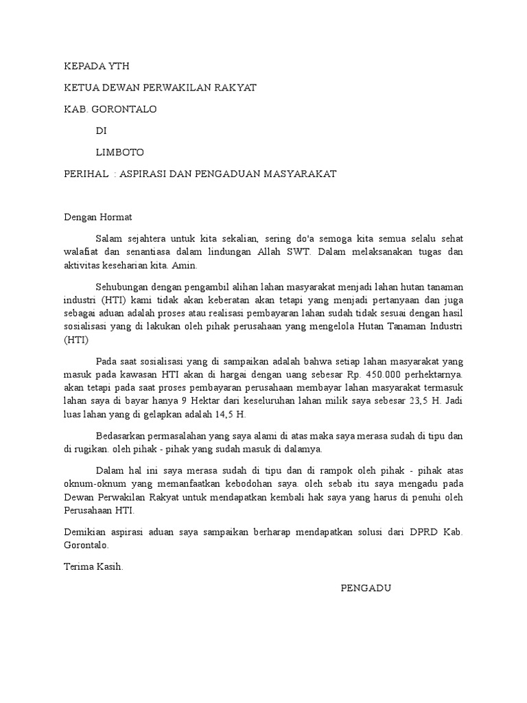 Contoh Surat Pengaduan Hukum  Contoh Surat