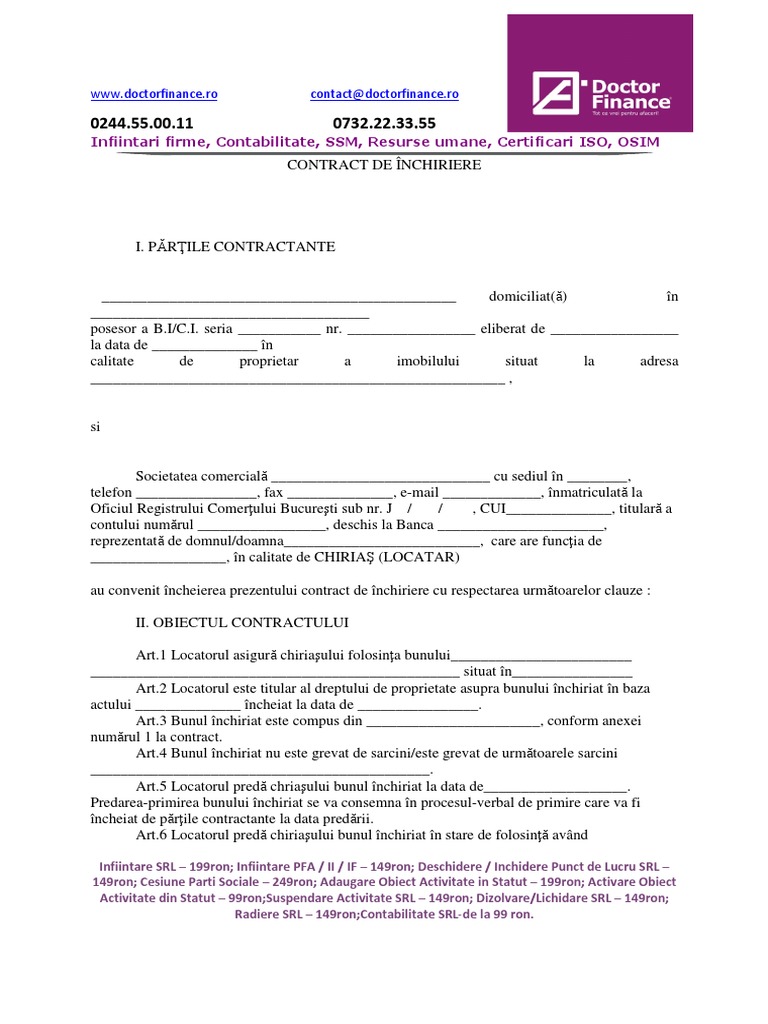 File - 44 - Contract Inchiriere Persoana Fizica Juridica | PDF