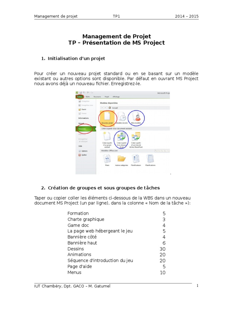 Introduction à MS Project pour TP | PDF | Gestion de projet | Logiciel