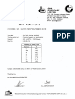 Invescast Limited: Test Certificate