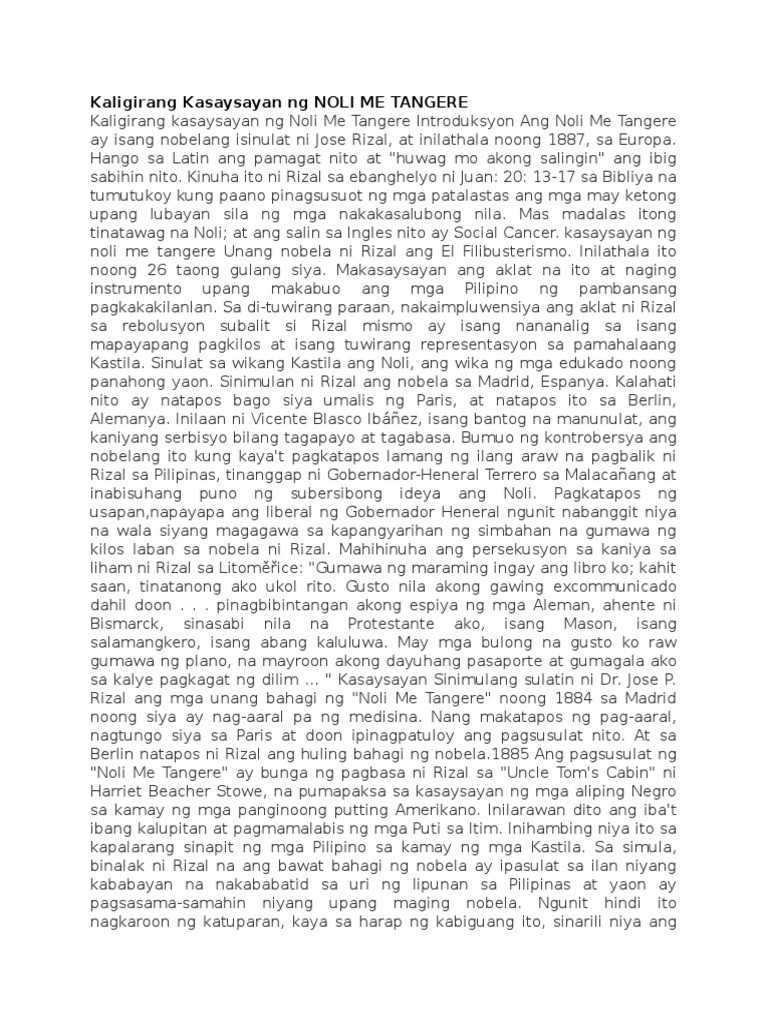 Kaligirang Kasaysayan NG NOLI ME TANGERE | PDF