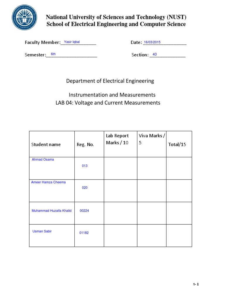 Voltage and Current Measurement Lab | PDF | Voltage | Electrical ...