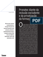 Pronatec Diante Da Inclusão Excludente e Da Privatização Da Formação