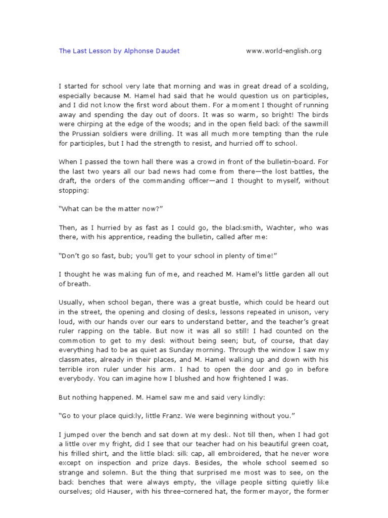 The Last Lesson by Alphonse Daudet PDF