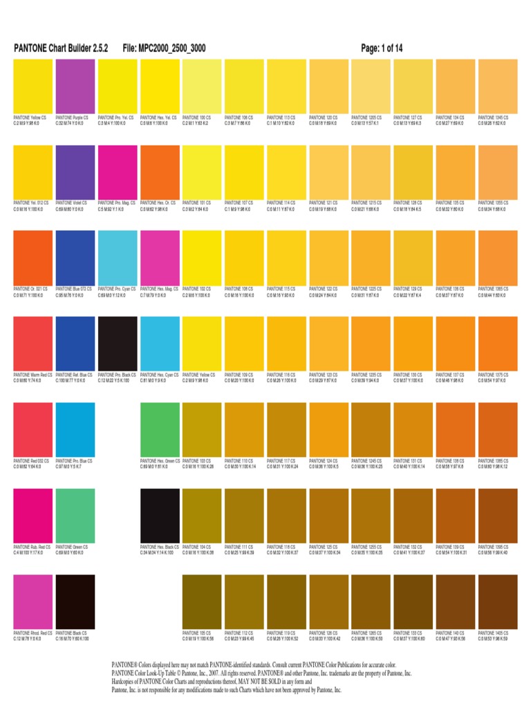 Pantone Chart PDF | PDF | Color | Printing