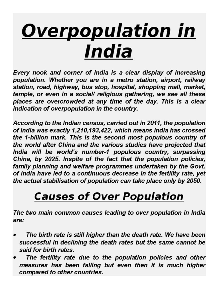 overpopulation in india essay