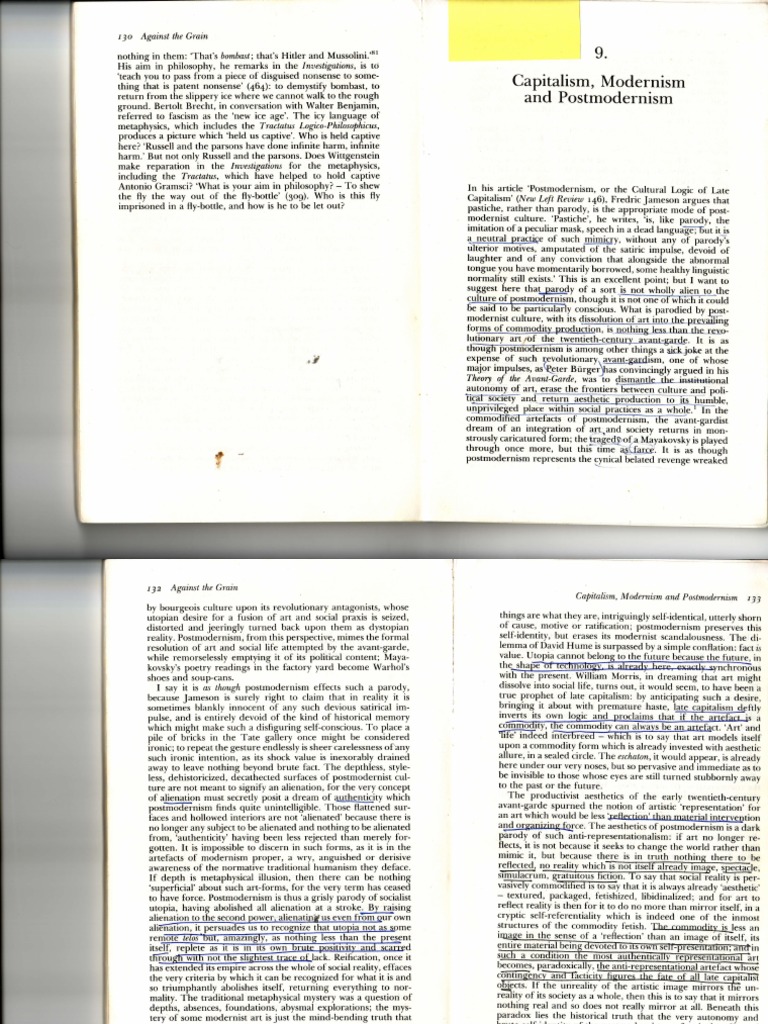 Postmodernism And Modernism And Capitalism