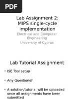 Lab Assignment 2: MIPS Single-Cycle Implementation: Electrical and Computer Engineering University of Cyprus