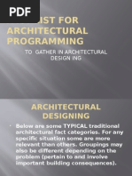 Fact List for Architectural Programming