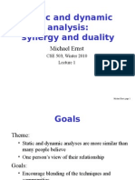 Static and Dynamic Analysis: Synergy and Duality: Michael Ernst