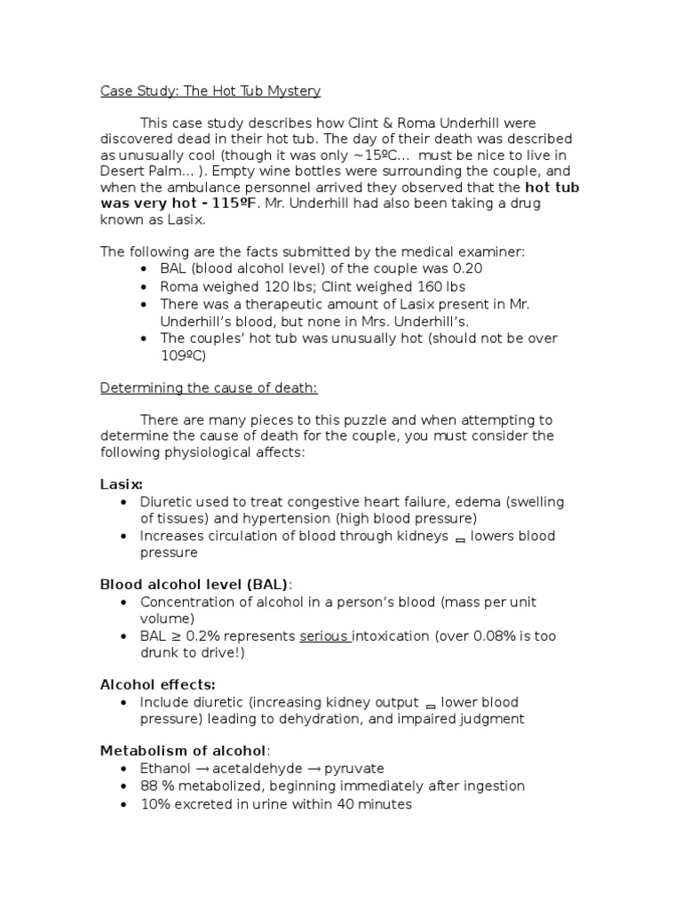 the hot tub mystery case study quizlet