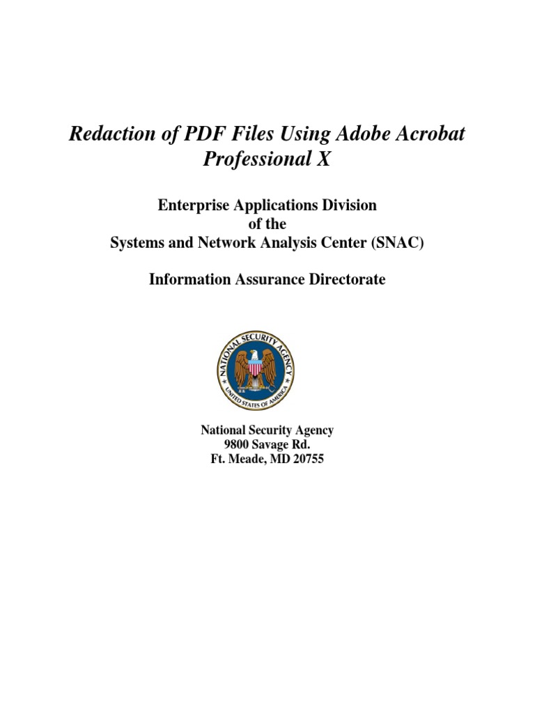 NSA Redaction Procedures Sanitization (Classified Information