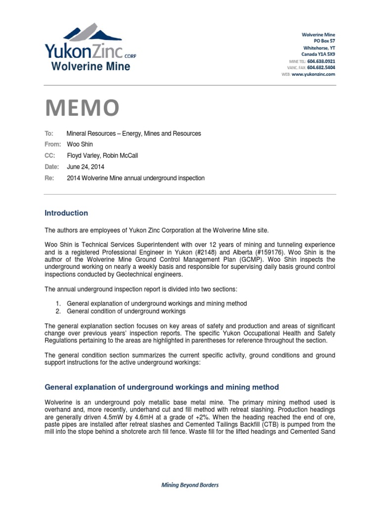 Underground Inspection 2 | PDF | Mining | Structural Geology