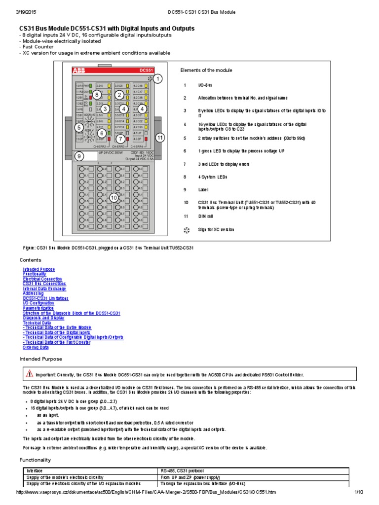 Dc551-Cs31 Cs31 Bus Module | PDF | Power Supply | Input/Output