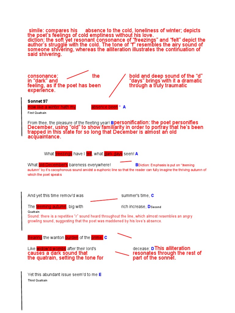 97 First Quatrain Stanzaic Form Poetic Form