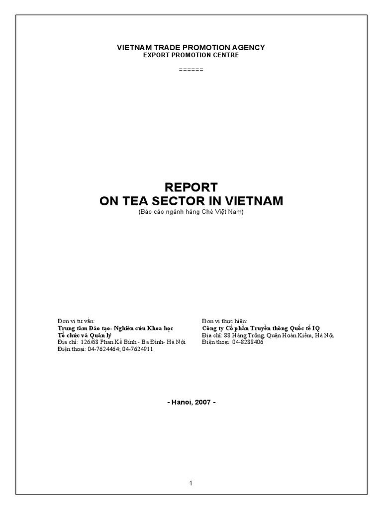 Vietnam Tea Market Report | PDF | Travel | Home & Garden