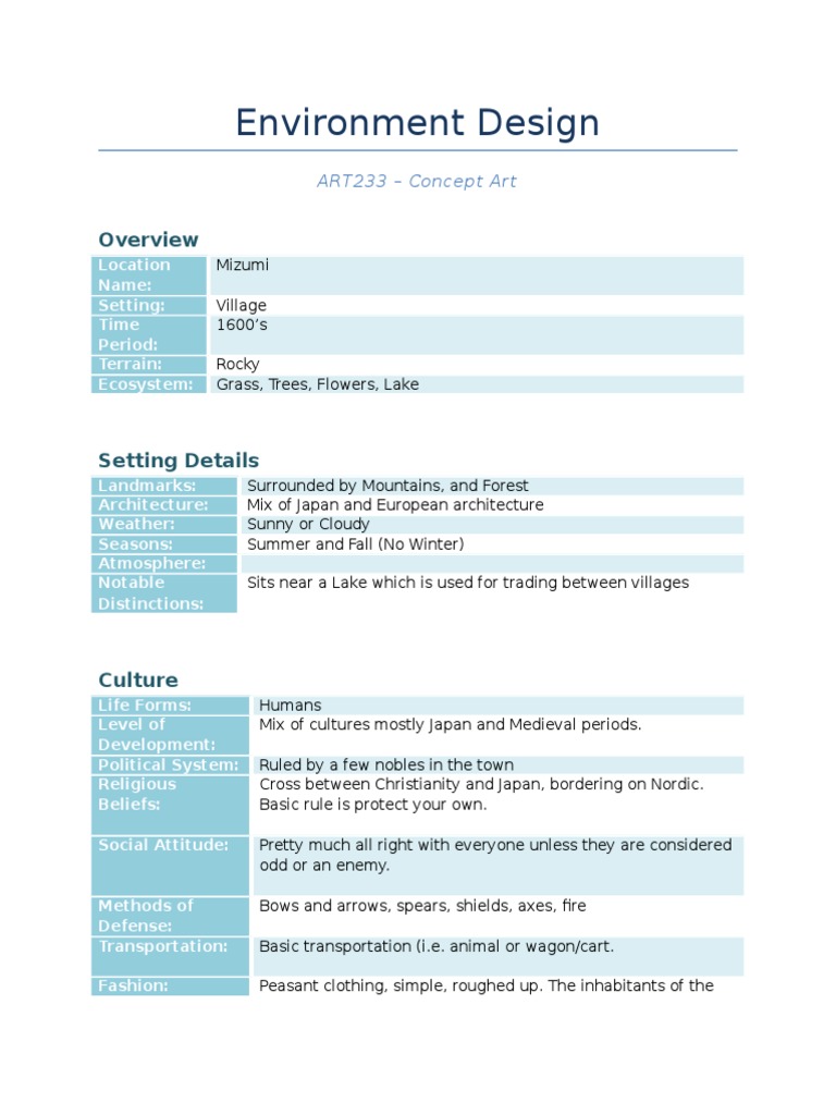 Mizumi Village Environment Design Guide | PDF