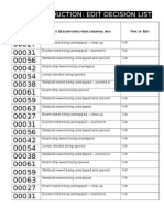 Video Production: Edit Decision List: F N N S D / T E