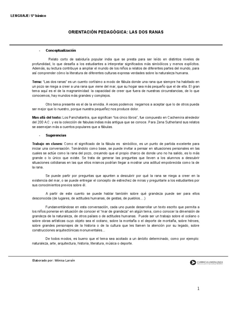 Las Dos Ranas | PDF | Fábula | Cuentos