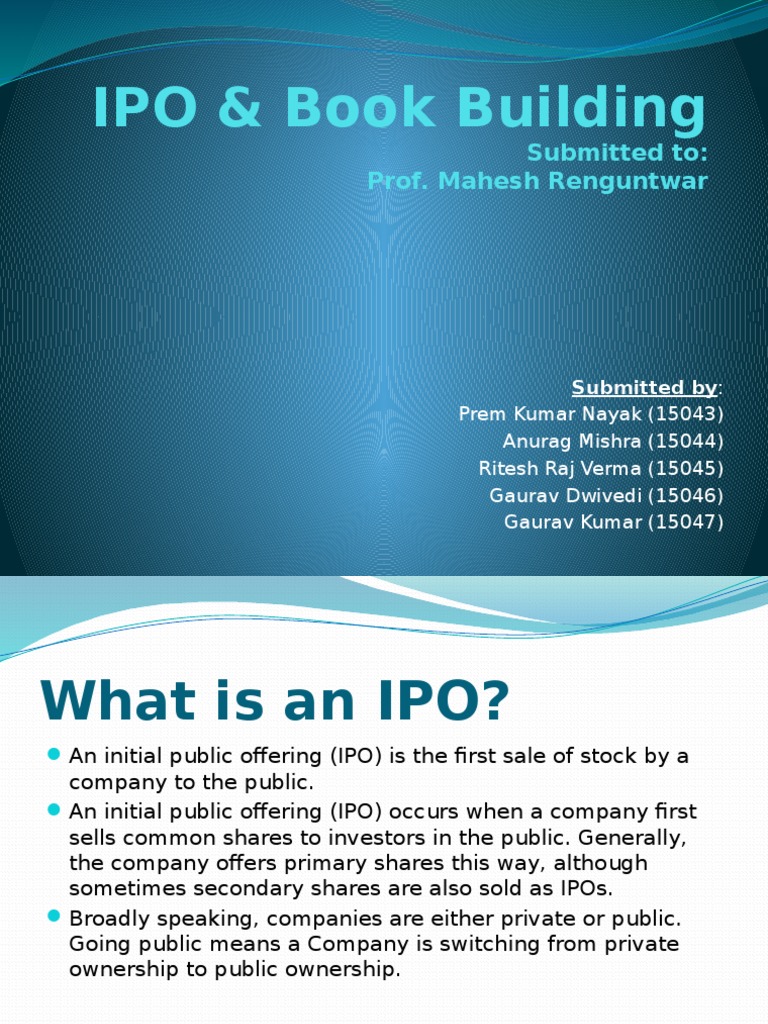 Ipo Book Building PDF Initial Public Offering Securities (Finance)