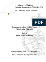 NES 779 Part 1 Requirements For 90 - 10 Copper Nickel Alloy Material