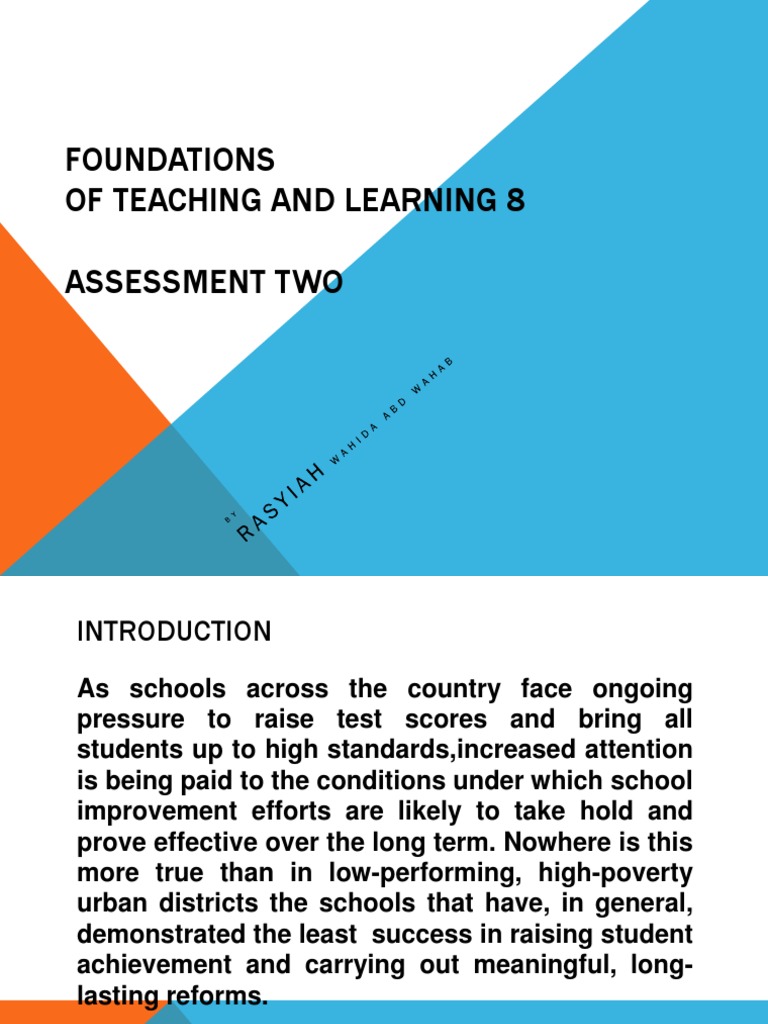 Foundations Of Teaching And Learning 8 Assessment Two Community