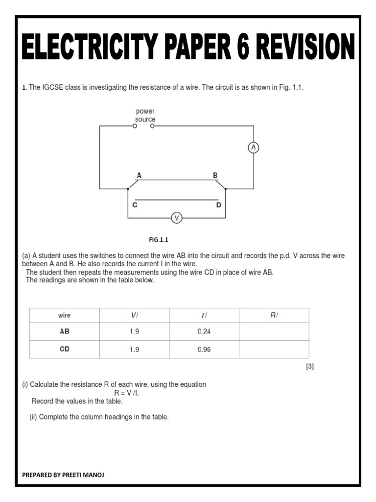 Electricity Paper 6 | PDF | Teaching Methods & Materials | Science ...