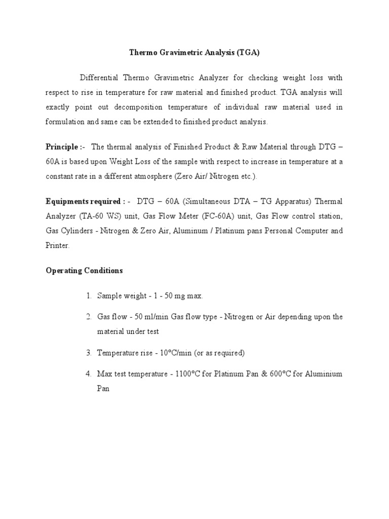 Thermo Gravimetric Analysis (TGA) | PDF | Science & Mathematics ...
