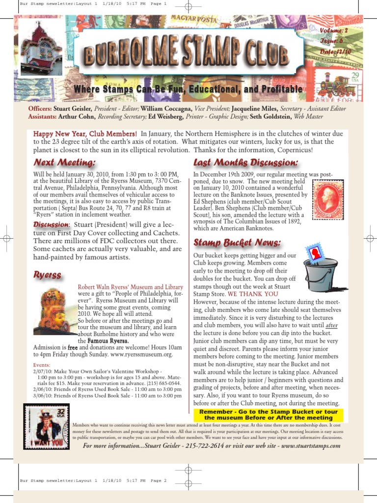 Burholme Stamp Club Newsletter Update | PDF | Postage Stamp | Postal System