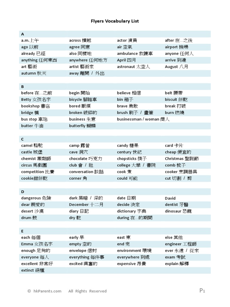 cambridge-flyers-vocab-list-pdf