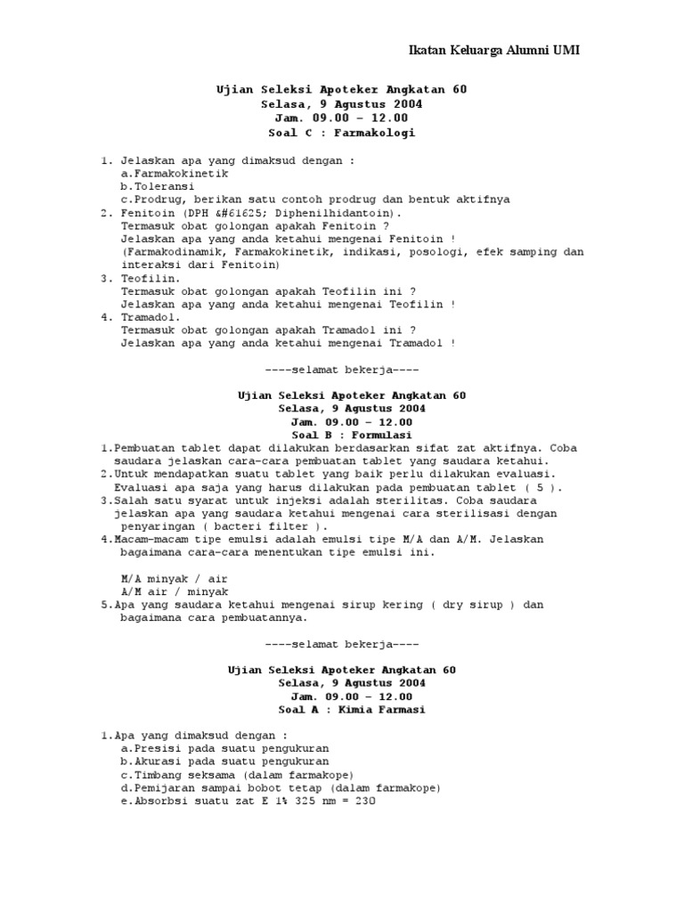 Ujian Seleksi Apoteker Angkatan 60