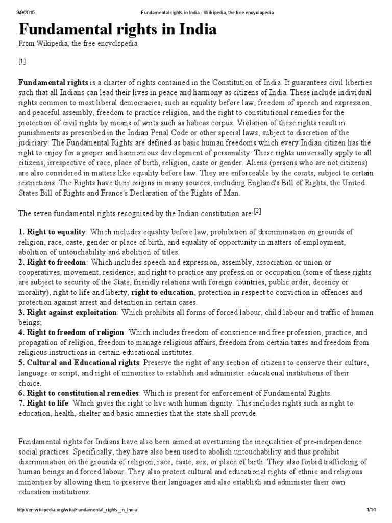 Overview of Fundamental Rights in India | PDF | Egalitarianism | Human ...