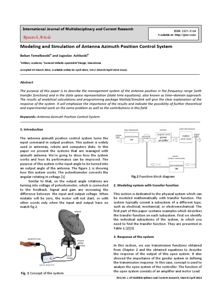 Antenna Azimuth Control System Model | PDF | Amplifier | System