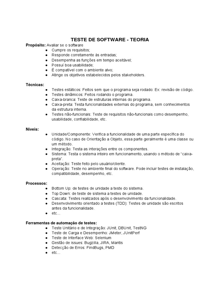 Testes de Software com JUnit e TDD | PDF | Desenvolvimento guiado por ...
