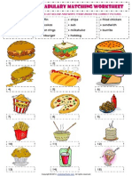 Fast Food Esl Vocabulary Matching Exercise Worksheet