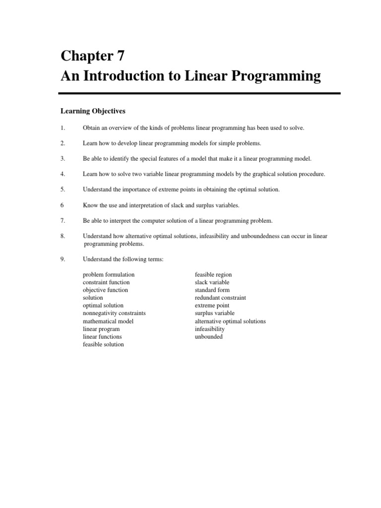 Introduction to Linear Programming Concepts | PDF