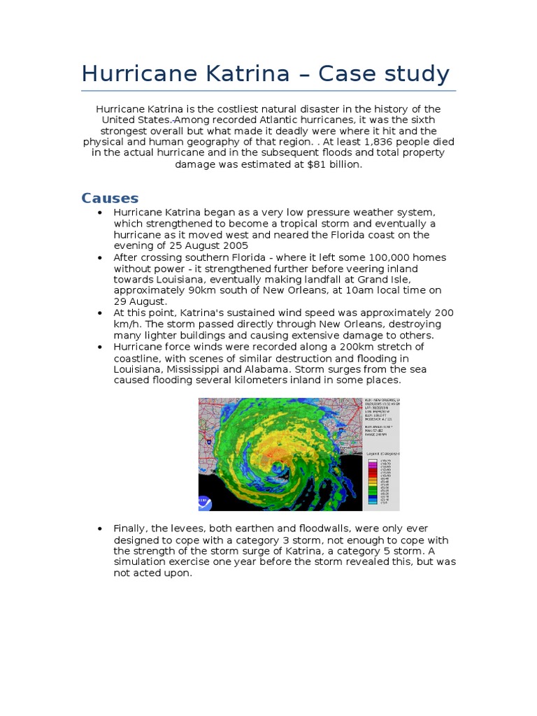 hurricane katrina case study physics and maths tutor