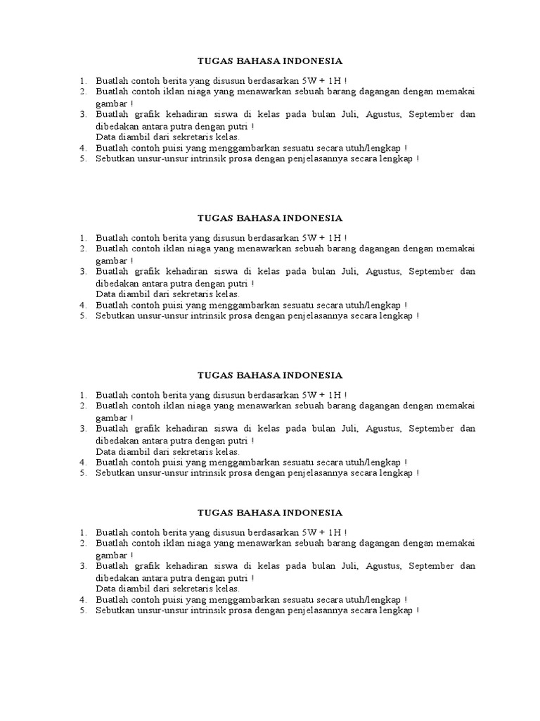 Gratis Download Gambar Tugas Bahasa Indonesia1 Terbaru oleh Cikimm