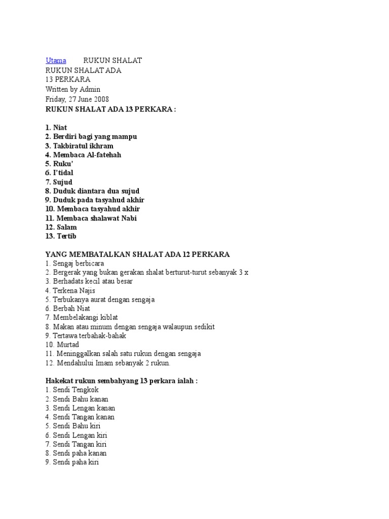 rukun shalat
