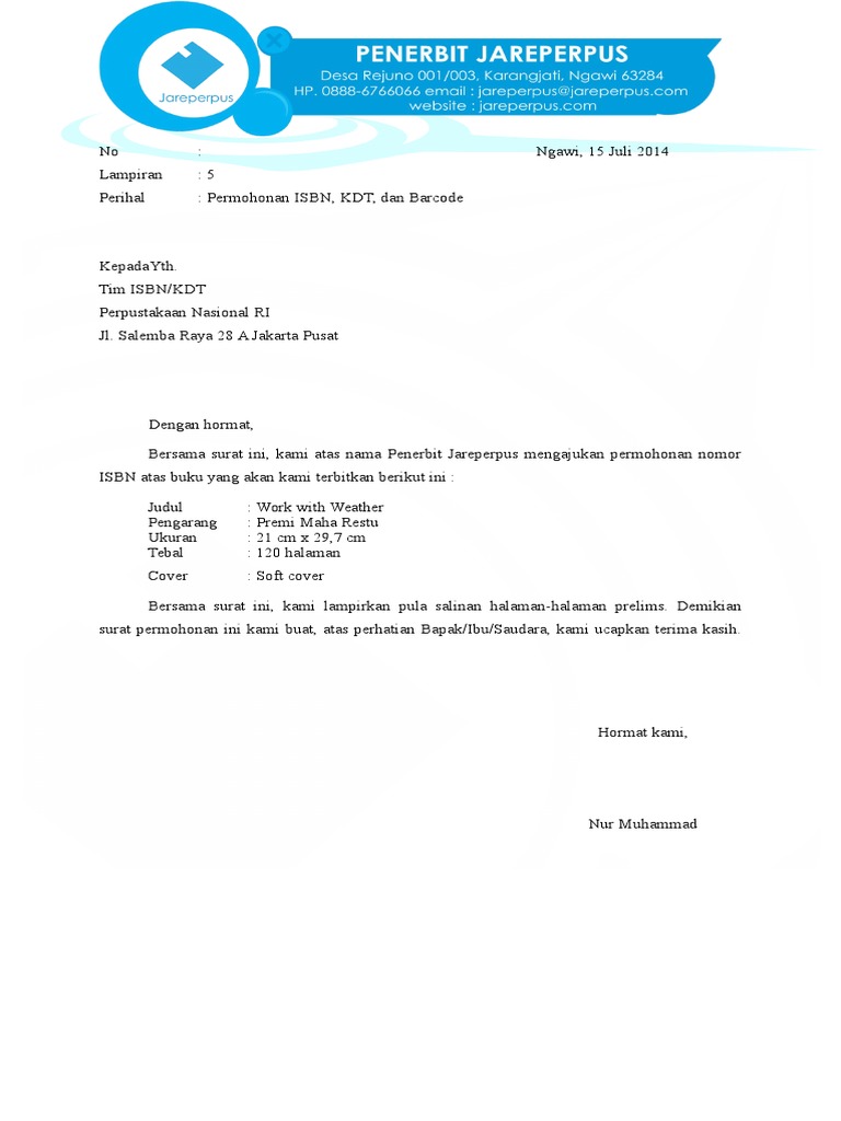 Surat Permohonan ISBN