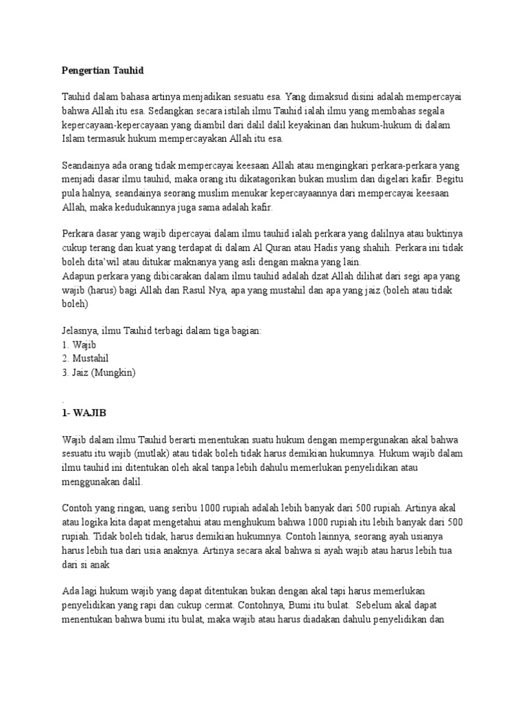 Pengertian Tauhid Pdf