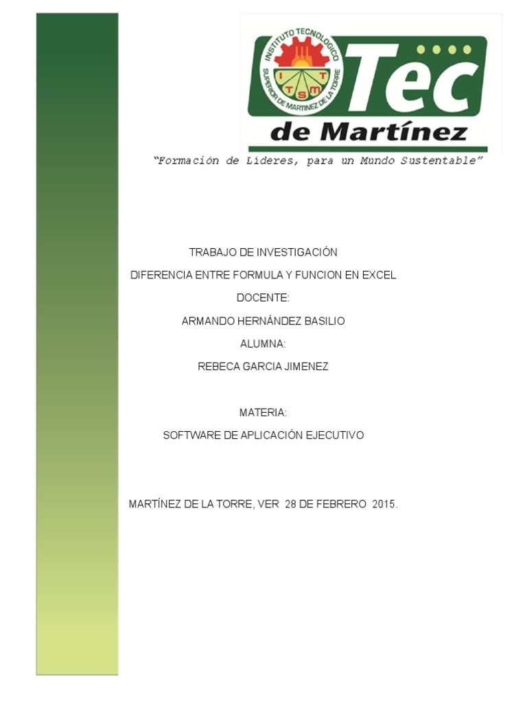 Diferencia Entre Formula Y Funcion En Excel PDF Soporte F rmula
