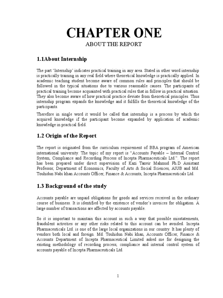 Final Report Incepta Pharmaceuticals Ltd Accounts Payable Debits And Credits